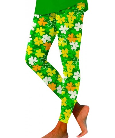 St Patricks Day Leggings for Women Shamrock Leaves Green Pant Tummy Control Irish Leggings 03orange Lightning Deals $3.94 Leg...