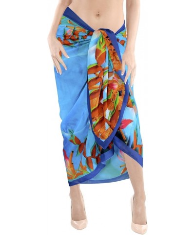 Women's Summer Beach Dress Wrap Bikini Beachwear Skirt Swimwear Pareos Cover-Up Vacation Swim Sarong for The Beach Azure, Lea...