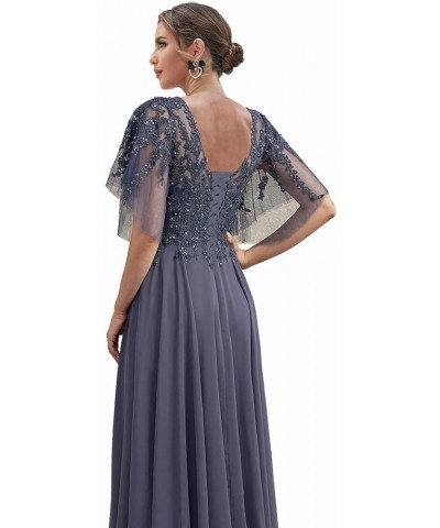 High Low Mother of The Bride Dresses for Wedding Tea Length Formal Dress Lace Evening Gown with Sleeves Wisteria $29.90 Dresses