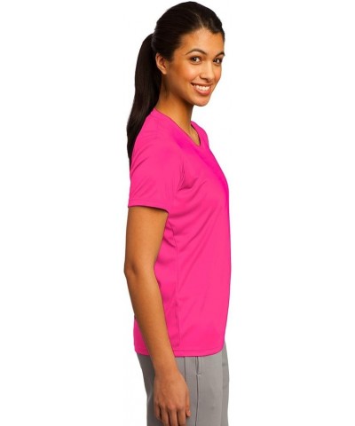 Women's Sport Performance Moisture Wicking Athletic T Shirt Neon Pink $12.74 Activewear