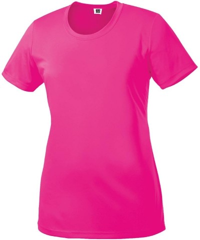 Women's Sport Performance Moisture Wicking Athletic T Shirt Neon Pink $12.74 Activewear