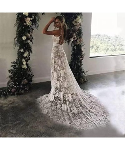 Women's Mermaid Wedding Dresses for Bride Sexy Lace Open Back Bridal Gowns Rwd91 -Ivory $53.04 Dresses