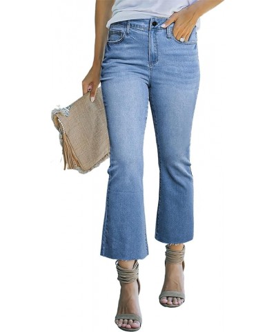 Women's Cropped Flared Jeans Bootcut Stretchy Bell Bottom Denim Pants Iceland Blue $18.29 Jeans