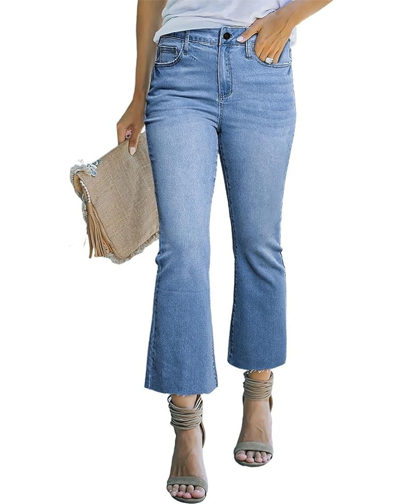 Women's Cropped Flared Jeans Bootcut Stretchy Bell Bottom Denim Pants Iceland Blue $18.29 Jeans