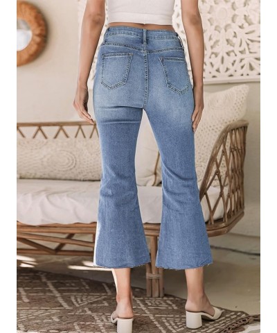 Women's Cropped Flared Jeans Bootcut Stretchy Bell Bottom Denim Pants Iceland Blue $18.29 Jeans