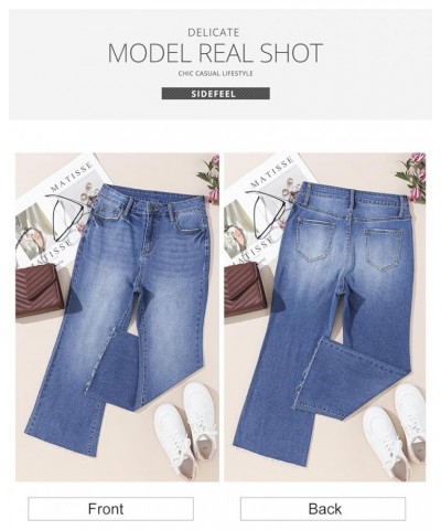 Women's Cropped Flared Jeans Bootcut Stretchy Bell Bottom Denim Pants Iceland Blue $18.29 Jeans