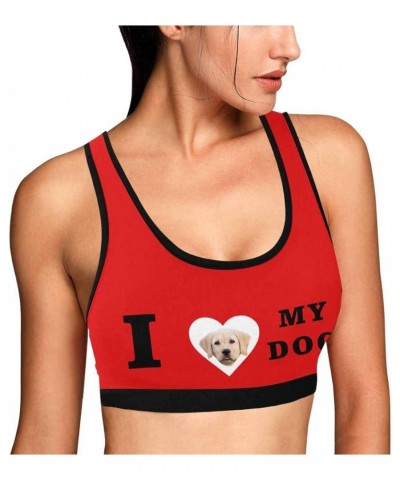 Custom Boyfriend Face Photo Lips Kiss Women's Sports Bra Multi7 $8.61 Lingerie