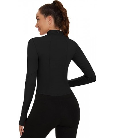 Workout Jackets for Women Full Zip Tight Fitted Athletic Long Sleeve Cropped Running Jackets Activewear Long Sleeve-black $14...