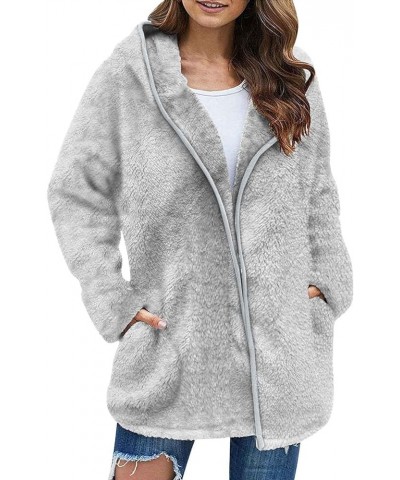 Women 2023 Fleece Sherpa Jacket Fall Winter Clothes Zipper Teddy Loose Faux Fur Quilted Coat Overcoat 1773-aytedmd-3-grey $18...