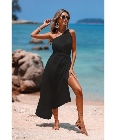 Beach Sarong Pareo Womens Semi-Sheer Swimwear Cover Ups Short Skirt with Tassels 61-black+white(us 4-12) $10.47 Swimsuits