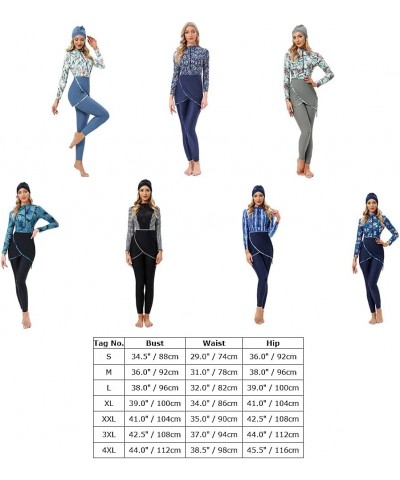 Muslim Swimsuit for Women Long Sleeve Burkini 3pcs Rash Guard Full Cover Modest Swimwear Hijab 04 Green Plaid $16.49 Swimsuits