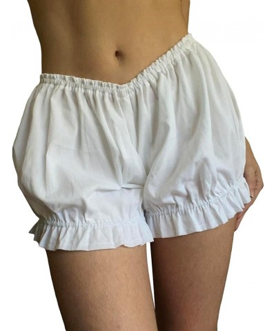 Women Layered Lace Shorts Elastic Waist Ruffle Trim Bloomer Shorts Y2k Cute Fairy Pettipants Going Out Culotte H-white Shorts...