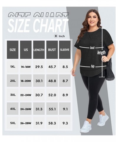 Plus Size Workout Tops for Women Short Sleeve Loose fit Shirts Athletic Gym Yoga Clothing Black $10.00 Activewear