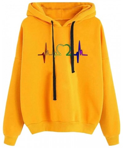 Women's Sweatshirts Hoodies Casual Women's Printed Hooded Sweatshirt Loose Long Sleeve Drawstring Hoodie Women Z2-yellow $7.6...