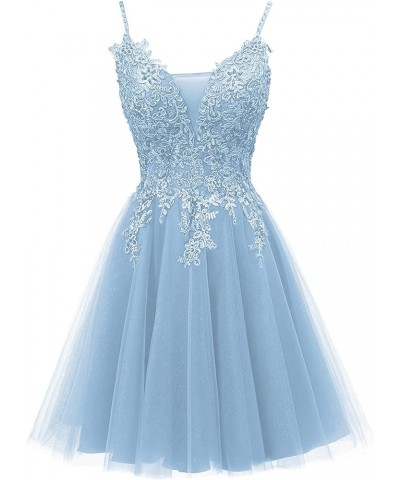 Prom Dress 2024 Short - Homecoming Dresses Lace Tulle Prom Dresses for Teens Sky Blue $34.50 Dresses