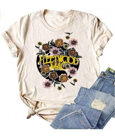 Women Country Music Bleached Shirts Casual Rock Band Tee Tops Concert Outfit T-Shirt Sleeve Summer Vacation Tops Beige $7.64 ...