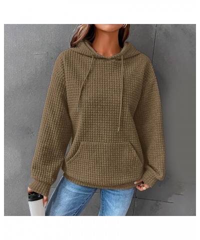 Waffle Hoodies for Women Plain Oversized Drawstring Sweatshirts with Pocket, Cable Knit Pullovers A-dark Gray $12.71 Hoodies ...