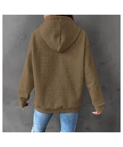 Waffle Hoodies for Women Plain Oversized Drawstring Sweatshirts with Pocket, Cable Knit Pullovers A-dark Gray $12.71 Hoodies ...