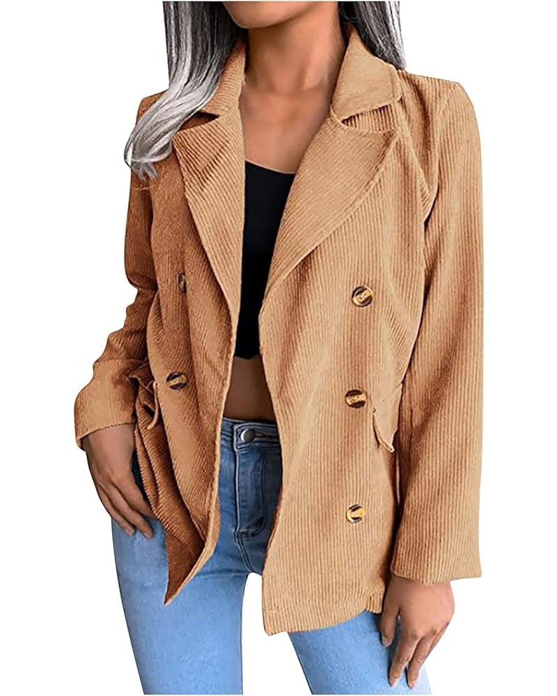 Womens Casual Corduroy Blazers Long Sleeve Open Front Button Boyfriend Work Office Jackets Blazer 2023 Fall Blazer 01khaki $1...