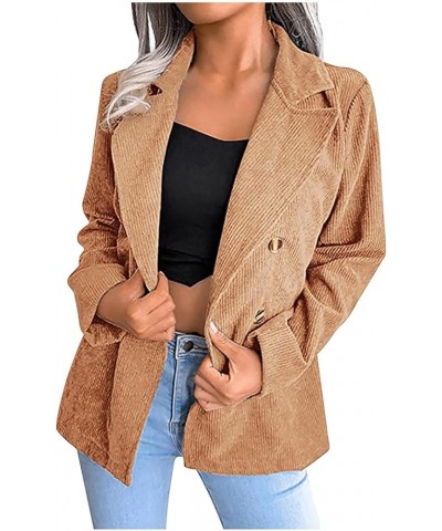 Womens Casual Corduroy Blazers Long Sleeve Open Front Button Boyfriend Work Office Jackets Blazer 2023 Fall Blazer 01khaki $1...