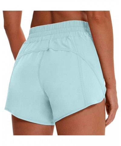 4" Athletic Shorts for Women with Liner 2 in 1 Running Shorts Quick Dry Zipper Pocket Gym Workout Shorts 4 inch Light Blue $1...