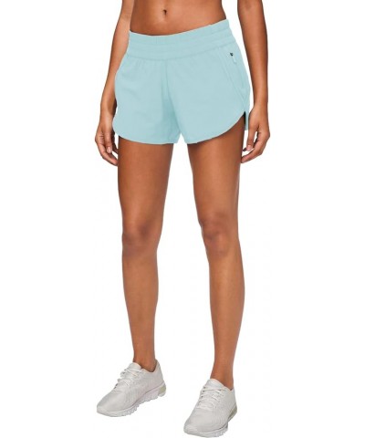 4" Athletic Shorts for Women with Liner 2 in 1 Running Shorts Quick Dry Zipper Pocket Gym Workout Shorts 4 inch Light Blue $1...