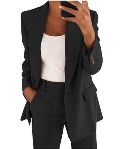 Womens Suits 2 Piece Set Dressy Blazer Jackets High Waisted Straight Leg Pants Suits Set Business Office Work Outfits Black $...