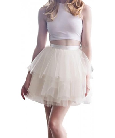 Women's Mini Short Asymmetrical Layered Homecoming Party Bridesmaid Tulle Skirt Champagne $25.64 Skirts