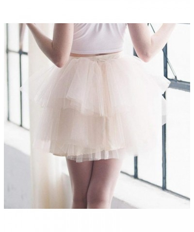 Women's Mini Short Asymmetrical Layered Homecoming Party Bridesmaid Tulle Skirt Champagne $25.64 Skirts