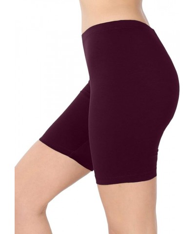 Womens Bike Short Cotton Legging Active Wear Pants (S-3XL) Mid Thigh- Dk Plum $8.78 Leggings