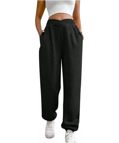 Women Sweatpants with Pockets Casual Athletic Straight Cargo Pants Running Basic High Waisted Ladies Fall Sweatpant D-black $...