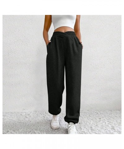 Women Sweatpants with Pockets Casual Athletic Straight Cargo Pants Running Basic High Waisted Ladies Fall Sweatpant D-black $...