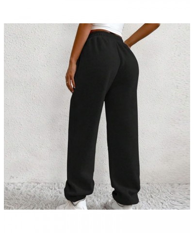 Women Sweatpants with Pockets Casual Athletic Straight Cargo Pants Running Basic High Waisted Ladies Fall Sweatpant D-black $...