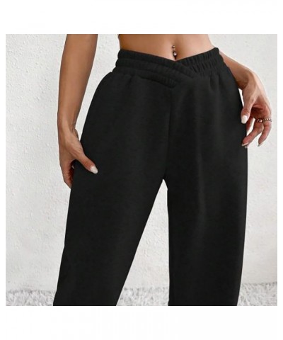 Women Sweatpants with Pockets Casual Athletic Straight Cargo Pants Running Basic High Waisted Ladies Fall Sweatpant D-black $...