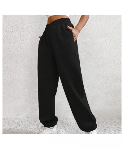 Women Sweatpants with Pockets Casual Athletic Straight Cargo Pants Running Basic High Waisted Ladies Fall Sweatpant D-black $...