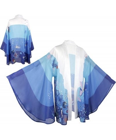 Women Anime Kimono Robe Cloak Beach Cover Up Halloween Cosplay Chiffon Cardigan Tops Blue $14.99 Swimsuits