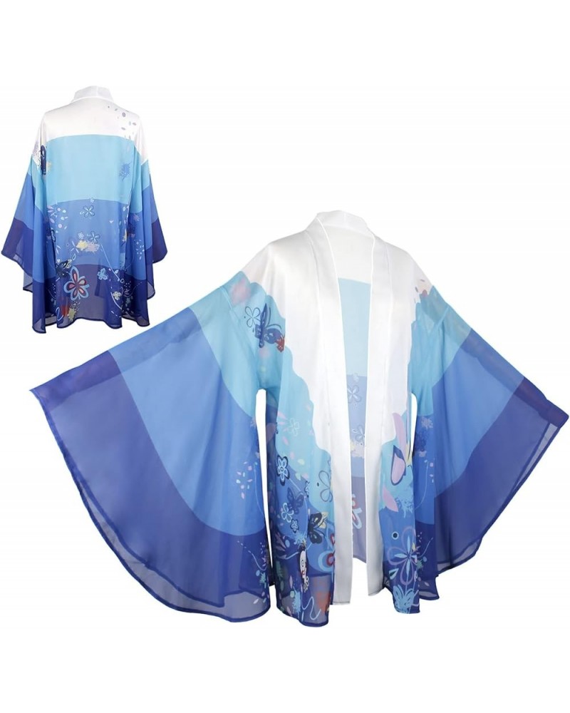 Women Anime Kimono Robe Cloak Beach Cover Up Halloween Cosplay Chiffon Cardigan Tops Blue $14.99 Swimsuits