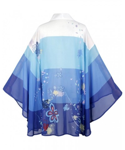 Women Anime Kimono Robe Cloak Beach Cover Up Halloween Cosplay Chiffon Cardigan Tops Blue $14.99 Swimsuits