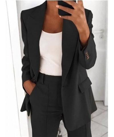 Womens Suits 2 Piece Set Dressy Blazer Jackets High Waisted Straight Leg Pants Suits Set Business Office Work Outfits Black $...