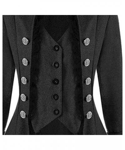 Clearance!Fashion Women Vintage Long-sleeved waist Back Bandage Lace Stitching Jacket Ovecoat Black 07 $9.71 Jackets