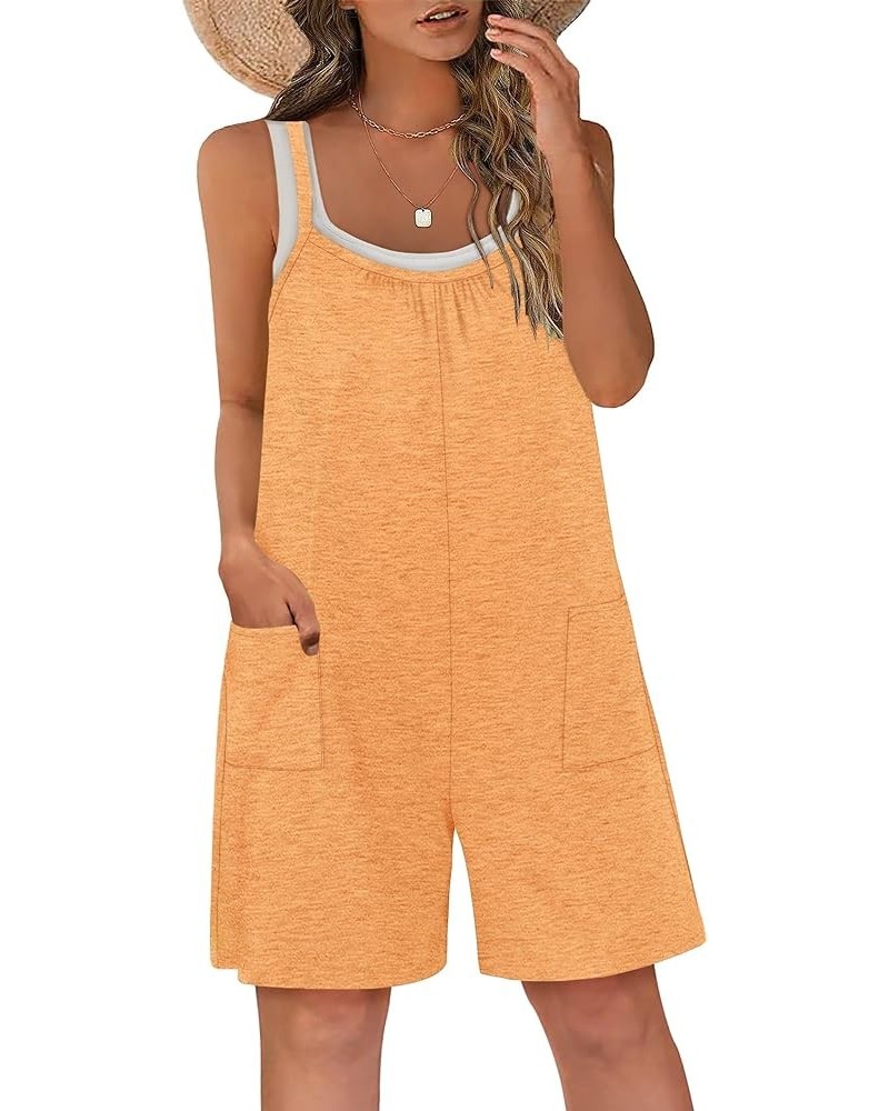 Casual Rompers for Women Summer 2024 Sleeveless Adjustable Strap Shorts Jumpsuits Stretchy Romper with Pockets Orange $14.99 ...