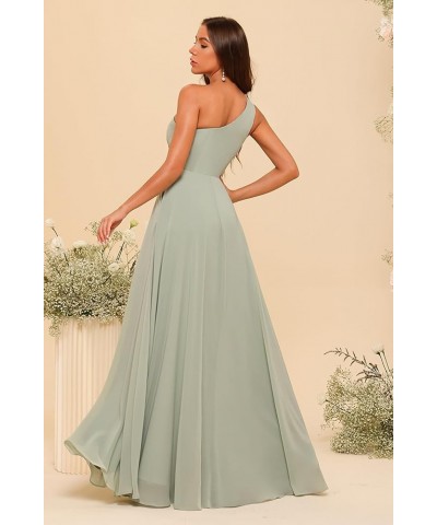 Chiffon One Shoulder Bridesmaid Dress with Pleated Bodice Long A Line Prom Dress for Women RS028 Orange $36.57 Dresses