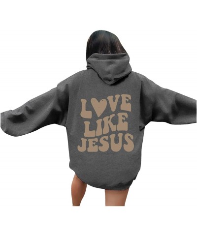 Love Like Jesus Sweatshirt For Women Oversized Letter Graphic Print Hooded Drawstring Hoodies Long Sleeve Loose Pullover Tops...