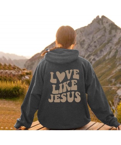 Love Like Jesus Sweatshirt For Women Oversized Letter Graphic Print Hooded Drawstring Hoodies Long Sleeve Loose Pullover Tops...