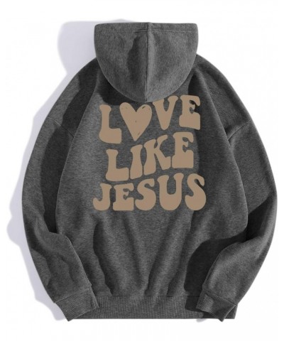 Love Like Jesus Sweatshirt For Women Oversized Letter Graphic Print Hooded Drawstring Hoodies Long Sleeve Loose Pullover Tops...