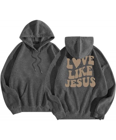 Love Like Jesus Sweatshirt For Women Oversized Letter Graphic Print Hooded Drawstring Hoodies Long Sleeve Loose Pullover Tops...