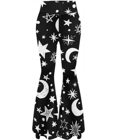 Flare Yoga Pants for Women High Waisted Bell Bottoms Plus Size Stretchy Soft Comfy Gym Leggings Moon Starry $9.87 Leggings