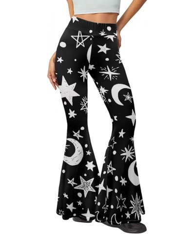 Flare Yoga Pants for Women High Waisted Bell Bottoms Plus Size Stretchy Soft Comfy Gym Leggings Moon Starry $9.87 Leggings