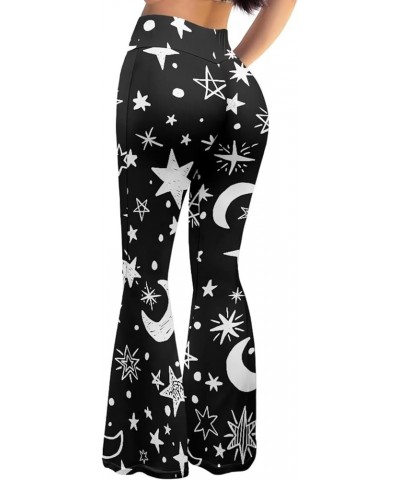 Flare Yoga Pants for Women High Waisted Bell Bottoms Plus Size Stretchy Soft Comfy Gym Leggings Moon Starry $9.87 Leggings