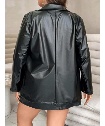 Women's Plus Size Faux PU Leather Jackets Long Sleeve Single Breasted Blazer Jacket Outerwear Black $21.12 Blazers